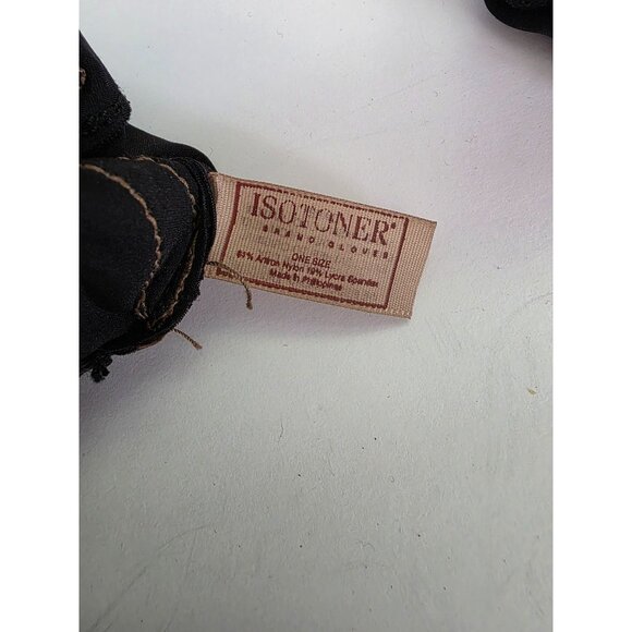 Vtg Isotoner Womens Black & Brown Leather Gloves One Size - Picture 4 of 5